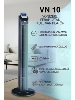 Dijitsu VN10 Kule Tipi Vantilatör 3 Hızda Çalışma Seçeneği ile Sessiz ve Enerji Tasarruflu
