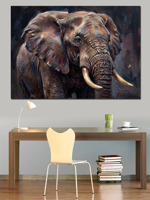 Karizma Tablo Detaylı Büyük Fil Başı Portresi Dekoratif Kanvas - Mdf Ahşap Tablo