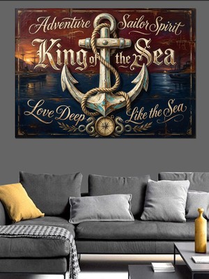 Karizma Tablo King Of The Sea Çapa Denizci Temalı Dekoratif Kanvas - Mdf Ahşap Tablo