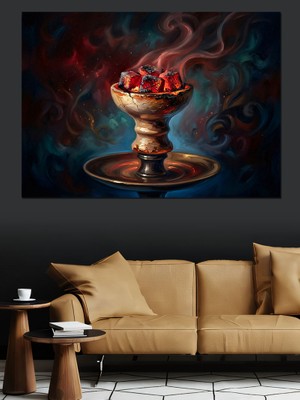 Karizma Tablo Nargile ve Köz Dekoratif Kanvas - Mdf Ahşap Tablo