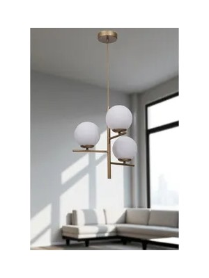 Vivense Terra Üçlü Eskitme Beyaz Camlı Avize