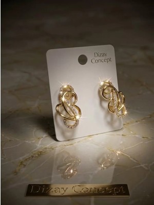 Dizay Concept Xuping Altın Renk Zirkon Taşlı Şık Bayan Küpe