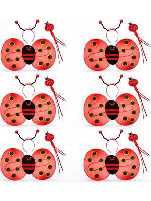 Marsilyan 6'lı Uğur Böceği Ateş Böceği Kostüm Seti – Kanat Taç Asa