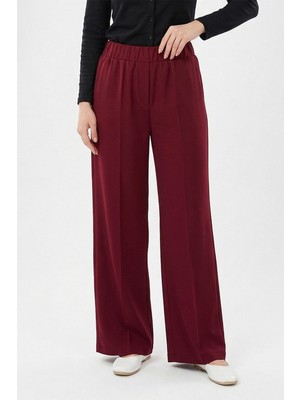 Sentez Beli Lastikli Geniş Paça Pantolon 5580 Bordo