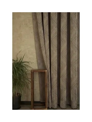 Vivense Fon Perde Prizma Desen Açık Kahve 1-2 Seyrek Pile 60X260