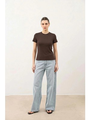 Antioch Kahve Kadın Basic T-Shirt