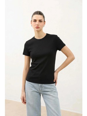 Antioch Siyah Kadın Basic T-Shirt