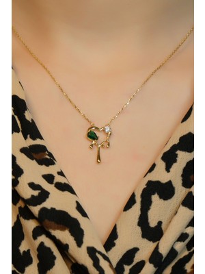 Güneyler Altın Ve Mücevherat Yeşil Taşlı Kalp Kolye 22 Ayar A079972