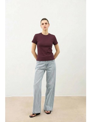 Antioch Bordo Kadın Basic T-Shirt