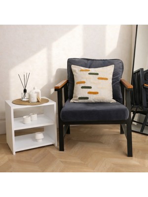 Luna Bueno Modern Dash Nakışlı Keten Dokulu Kırlent