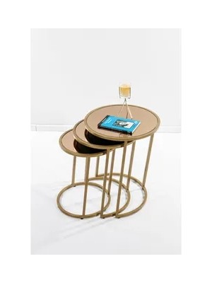 Vivense Circles Zigon Sehpa, Bronz Ayna, Eskitme