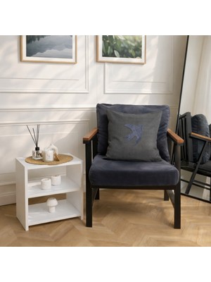 Luna Bueno Fly Nakışlı Keten Dokulu Kırlent – Antrasit