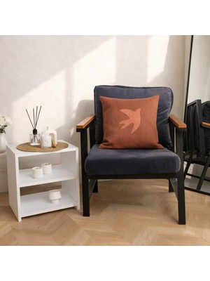 Luna Bueno Fly Nakışlı Keten Dokulu Kırlent – Kiremit