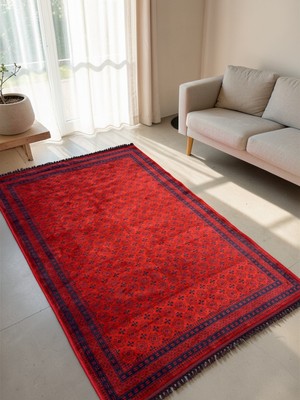 Zeora Home Afgan Desenli Makine Dokuma Kilim Etnik Otantik Anadolu Saçaklı Salon & Oturma Odası Antre Koridor Vintage Ince Halı