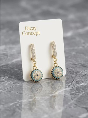 Dizay Concept Xuping Nazar Boncuklu Zirkon Taşlı Sallantılı Bayan Küpe