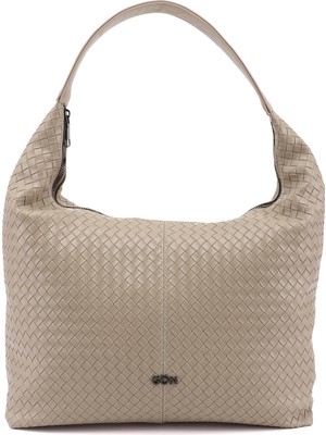 Gönderi(r) Kadın Bej  Örgü Baskılı Omuz Çantası