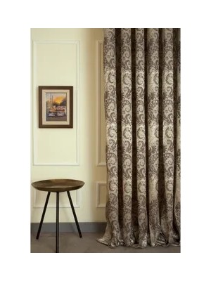 Vivense Fon Perde Damask Desen Koyu Kahve 1-2 Seyrek Pile 90X260