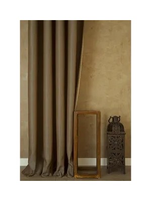 Vivense Fon Perde Balıksırtı Desen Açık Kahve Pilesiz 100X260