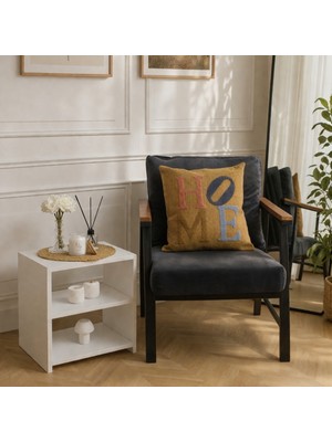 Luna Bueno Home Sweet Home Nakışlı Keten Kırlent