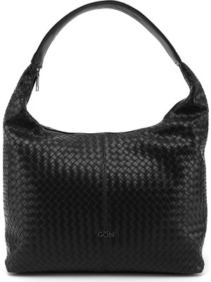 Gönderi(r) Kadın Siyah  Örgü Baskılı Omuz Çantası