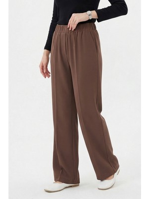 Sentez Beli Lastikli Geniş Paça Pantolon 5580 Vizon