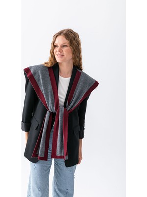 Wega Moda Çift Taraflı Biyeli Patchwork Triko Atkı – Kare Parçalı Unisex Spor Omuz Şalı, Boho Stil Kışlık Atkı