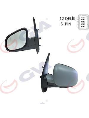 GVA Storozal Diş Dikiz Aynasi Sol Kangoo-Citan 13- Elektrikli Isitmali Astarli Asferik 5 Fiş VM-6132EHPAL