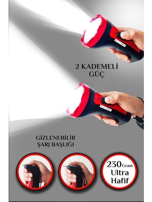 ForWhat Büro Ev Ofis Iş Güvenliği Için Şarjlı 10W Uzun Menzil 2mod Projektör Tip LED Işıldak