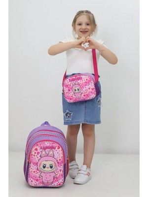 Probag Kız Çocuk Okul Çantası Seti 2’li – Labubu Karakterli Pembe Ilkokul Anaokulu Sırt ve Beslenme Çantası