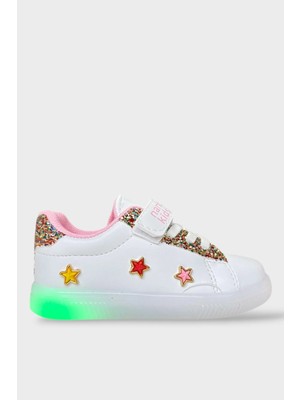 Liger Işıklı Anayomik Taban Hafif Rahat Günlük Kız Çocuk Spor Ayakkabı Beyaz