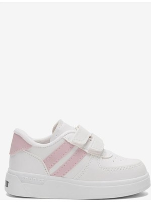 Liger Işıklı Unisex Rahat Hafif Çocuk Spor Ayakkabı Beyaz - Pudra