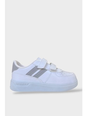 Liger Işıklı Unisex Rahat Hafif Çocuk Spor Ayakkabı Beyaz - Gri