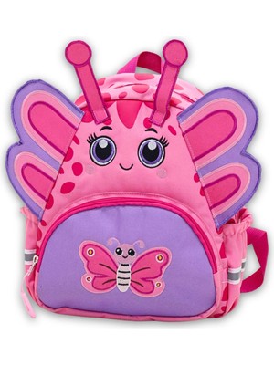 ProXbag Kız Çocuk Anaokulu Sırt Çantası Sevimli Kelebek Figürlü Pembe Mor Desenli