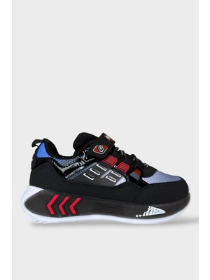 Liger Cırtlı Hafif Anatomik Taban Günlük Sneaker Çocuk Spor Ayakkabı Siyah - Kırmızı