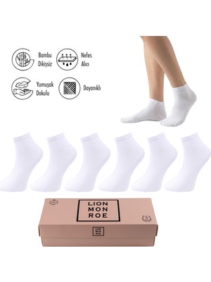 Lion Monroe Saf Bambu Kadın Yarım Konç Düz Siyah Çorap Dikişsiz Premium Kutulu 6'lı L5952AZNP Softaura