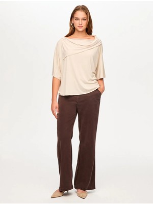 Faik Sönmez Dökümlü Yaka Modallı Örme Bluz S26BLZ036