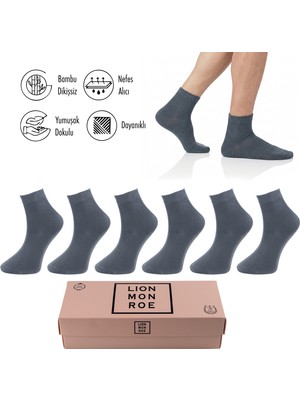 Lion Monroe Saf Bambu Kadın Yarım Konç Düz Siyah Çorap Dikişsiz Premium Kutulu 6'lı L5952AZNP Softaura