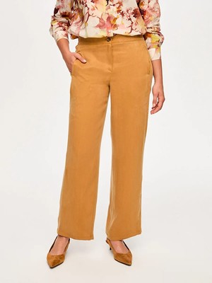 Faik Sönmez Arka Beli Lastikli Wide Leg Fit Tenselli Pantolon S26PNT028