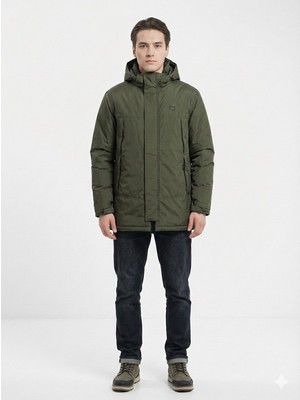 Gamp Erkek Bej Kapüşonlu Içi Dolgulu Kışlık Parka