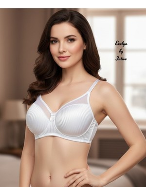 Intive Lingerie Evelyn Parlak Saten Çizgi Detaylı C Cup Balenli Desteksiz Önü Tül Detaylı Şık Sütyen