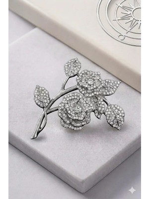 MentorAly Zirkon Taşlı Yonca Figürlü Şık Broş Yaka Iğnesi