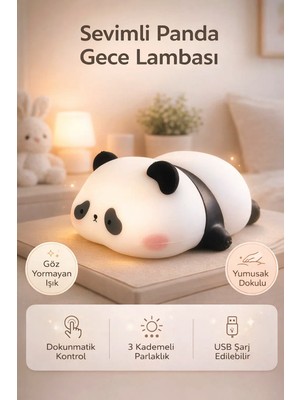 FaroxTech Dokunmatik Sensörlü 7 Renkli Şarjlı Kedi Gece Lambası - Yumuşak Tasarım