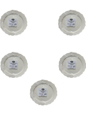 Omeyva Mika Plastik Parti Davet Sunum Servis Sert Mika Tabak - 26 Cm. - Krem - 6 Adetlik 5 Paket