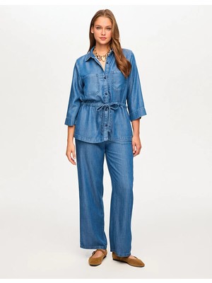 Faik Sönmez Beli Tünelli 3/4 Kol Liyoselli Jean Gömlek S26JGM001