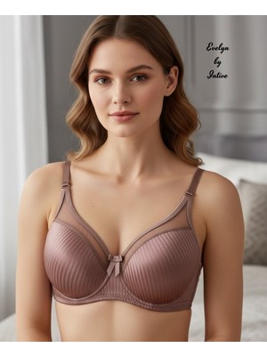 Intive Lingerie Evelyn Parlak Saten Çizgi Detaylı C Cup Balenli Desteksiz Önü Tül Detaylı Şık Sütyen