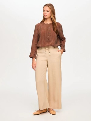 Faik Sönmez Wide Leg Fit Modallı Beli Lastikli Pantolon S26PNT029