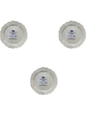 Omeyva Mika Plastik Parti Davet Sunum Servis Sert Mika Tabak - 26 Cm. - Krem - 6 Adetlik 3 Paket