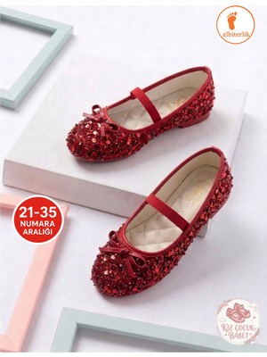 Albishoes Kız Çocuk Günlük Gösteri 23 Nisan Fiyonk Detaylı Lastikli Yumuşak Kız Çocuk Babet Ayakkabı