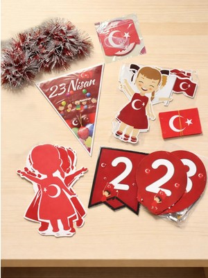 Parti Adresi 23 Nisan Bayramı Süsleme Seti – Türk Bayraklı Okul Sınıf Süsleme Paketi