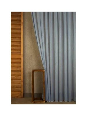 Vivense Etamin Şantuklu Tül Mavi 1-2 Seyrek Pile 150X260